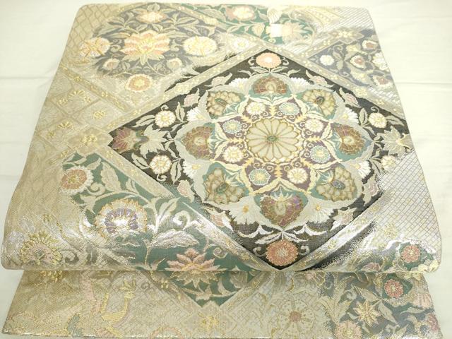 平和屋着物●袋帯　螺鈿　正倉院鳳凰花文　金銀糸　正絹　逸品　DAAI8209az
