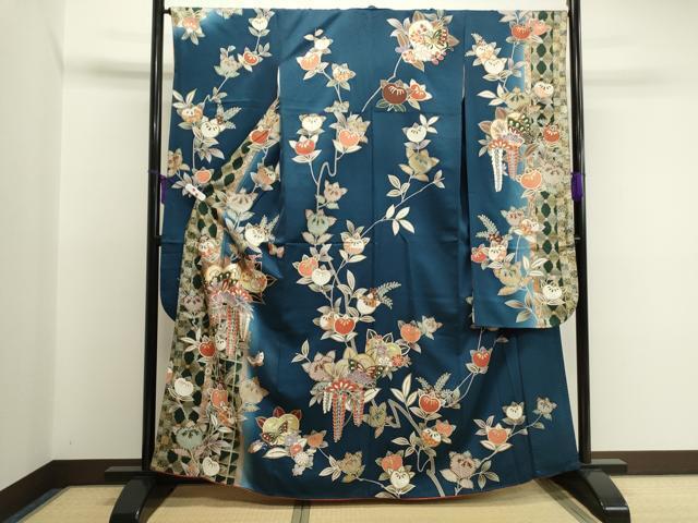 平和屋着物■豪華振袖　駒刺繍　吉祥花蝶文　暈し染め　金彩　鈴乃屋扱い　正絹　逸品　CAAJ3645th