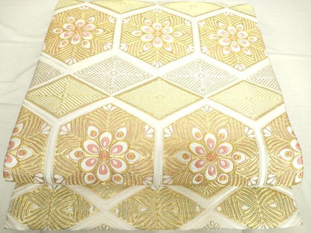 平和屋着物●六通柄袋帯　若松葉菱文　本金箔　正絹　逸品　DAAI8206az