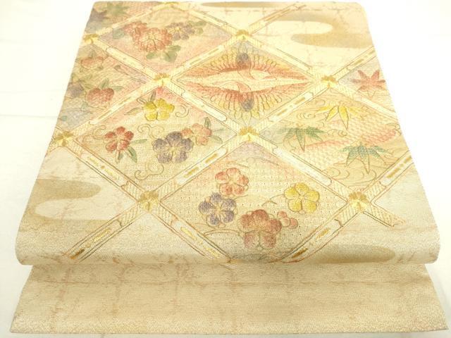 平和屋着物●中国三大刺繍　スワトウ刺繍　汕頭刺繍　総刺繍　太鼓柄袋帯　双鶴天井花文　金糸　正絹　逸品　DAAI8203az