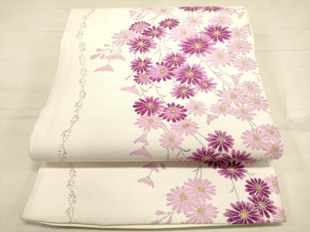 平和屋着物●六通柄袋帯　枝菊　金銀糸　正絹　逸品　DAAJ5682du
