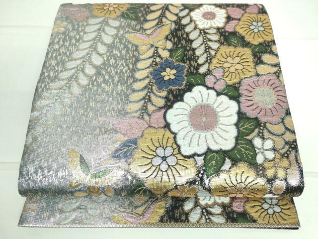 平和屋着物●六通柄袋帯　辻が花　花蝶文　金銀糸　正絹　逸品　DAAJ1632ic