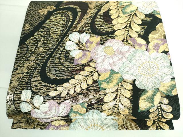 平和屋着物●六通柄袋帯　唐織　辻が花　金糸　正絹　逸品　DAAJ1630ic