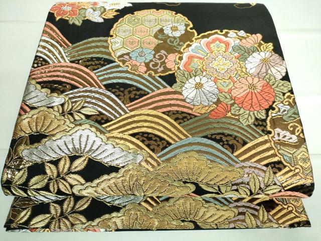 平和屋着物●六通柄袋帯　唐織　彩涛雪輪文　金銀糸　鈴乃屋扱い　正絹　逸品　DAAJ1623ic