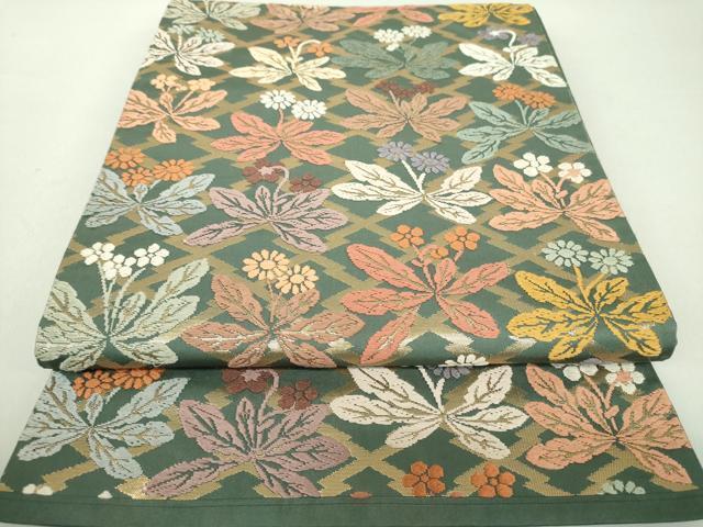 平和屋着物●六通柄袋帯　唐織　松皮菱花文　金糸　正絹　逸品　DAAJ9100ps