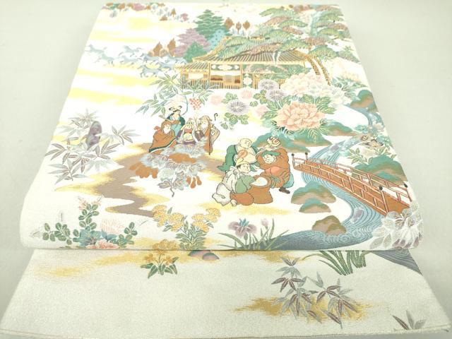 平和屋着物●六通柄袋帯　招福図　金銀糸　正絹　逸品　DAAJ9083ps