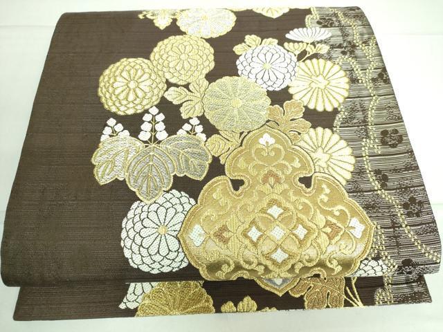平和屋着物●六通柄袋帯　唐織　花菱文　金銀糸　正絹　逸品　DAAJ1635ic