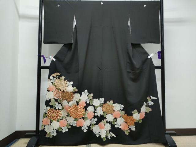 平和屋着物■豪華黒留袖　駒刺繍　菊文　金彩　逸品　CAAI5923th