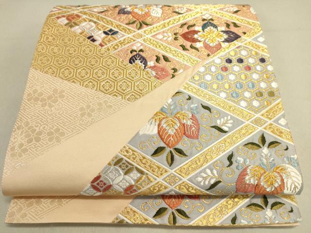 平和屋着物●六通柄袋帯　唐織　吉祥花唐草文　金糸　正絹　逸品　DAAJ3880jm