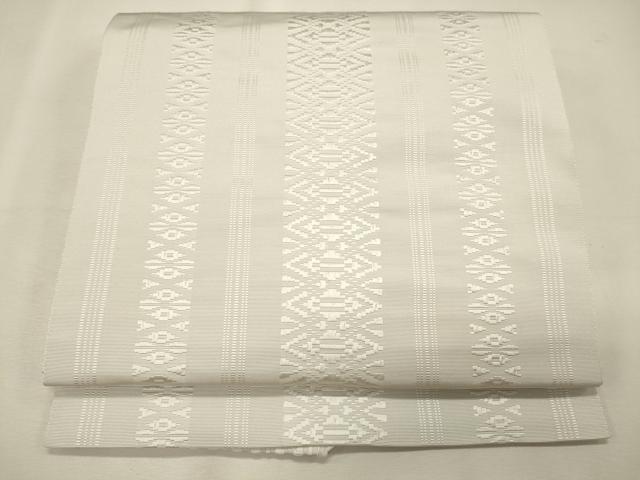 平和屋着物◎本場筑前博多織　八寸名古屋帯　献上柄　白花色　逸品　CAAJ9660oy
