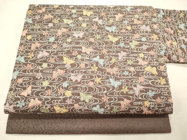 平和屋着物◎九寸名古屋帯　流水舞蝶花文　逸品　CAAJ9685oy
