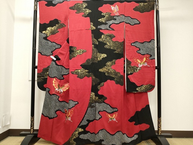 平和屋着物■豪華振袖　駒刺繍　絞り　舞蝶文　金彩　逸品　CAAI7110ev
