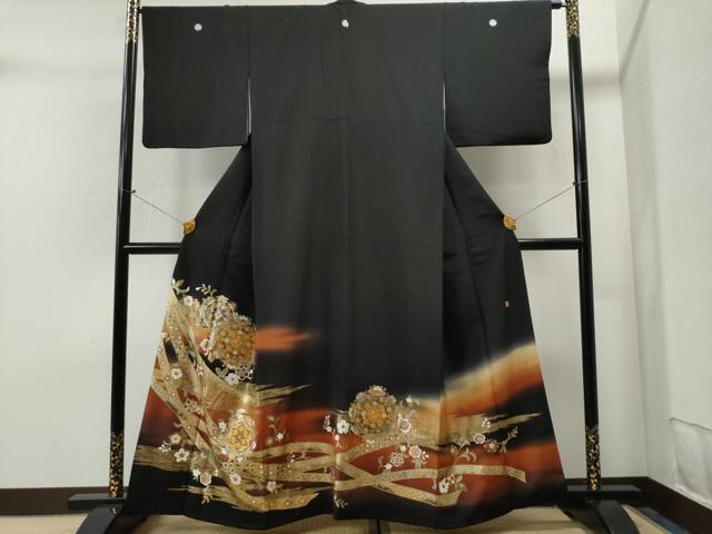 平和屋着物■豪華黒留袖　作家物　鬘帯吉祥花文　暈し染め　金銀彩　やまと誂製　逸品　CAAI8369yc