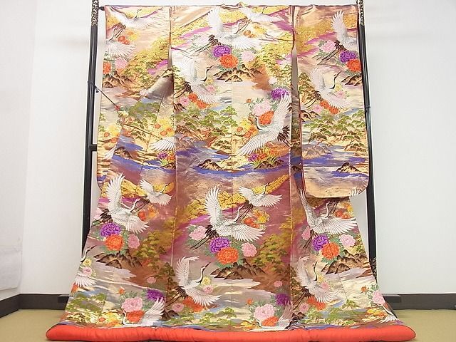平和屋着物■豪華色打掛　和装　婚礼　結婚式　花嫁　神社挙式　唐織　飛鶴花文　金糸　逸品　DAAF6753du