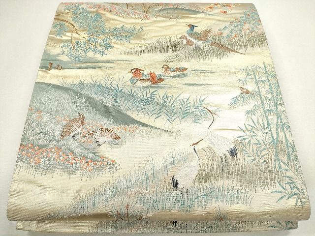 平和屋着物■六通柄袋帯　桃山水辺の畔　金糸　逸品　CAAG3162eg