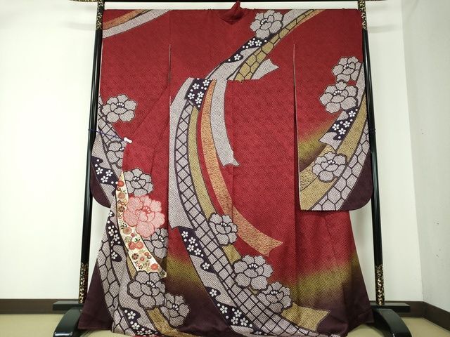 平和屋着物■豪華振袖　刺繍　絞り　吉祥花熨斗文　暈し染め　金銀彩　やまと誂製　逸品　DAAI6070ps