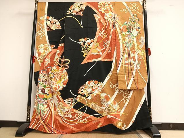 平和屋着物●創業460年・千總　振袖　駒刺繍　吉祥花文　金彩　正絹　逸品　AAAO9323np