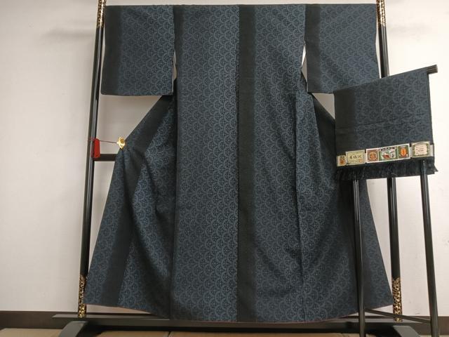 平和屋着物●本塩沢　源氏車　大丸織物謹製　証紙付き　正絹　逸品　AAAO9328np