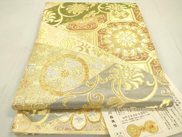 平和屋着物●極上　西陣　川島織物　六通柄　本袋帯　切嵌花唐草文　金銀糸　証紙付き　正絹　逸品　DAAL1959fe