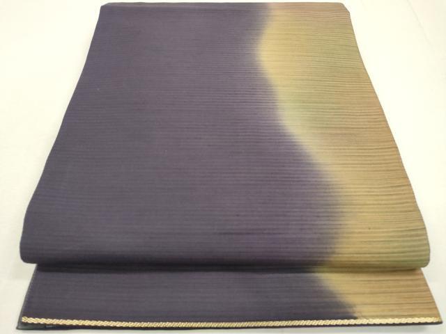 平和屋着物●両面　全通柄袋帯　草木染　変わり間道　正絹　逸品　DAAL1927fe