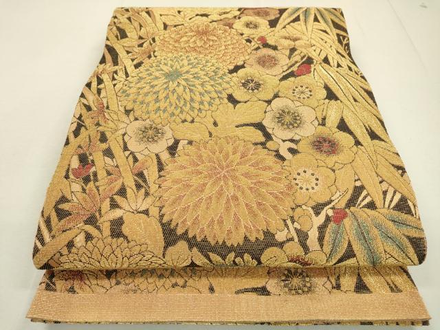 平和屋着物●六通柄袋帯　金華山織　草花文　金糸　正絹　逸品　DAAL1928fe