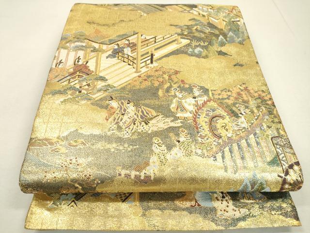 平和屋着物●全通全景柄袋帯　平安風景　本金箔　正絹　逸品　未使用　DAAL1931fe