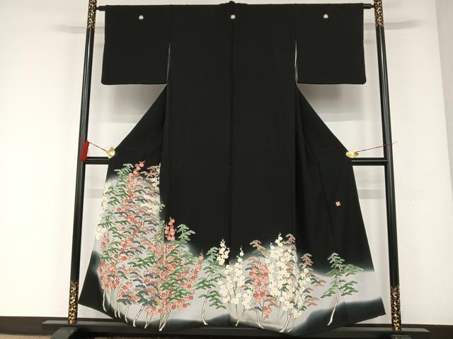 平和屋着物●豪華黒留袖　友禅　作家物　梅松文　暈し染め　正絹　逸品　AAAO6173np
