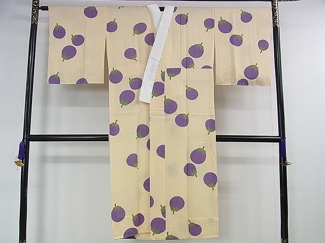 平和屋本店◆上質な長襦袢　無双仕立て　京友禅　丸茄子　反端付き　逸品　未使用　DZAA0648kh4