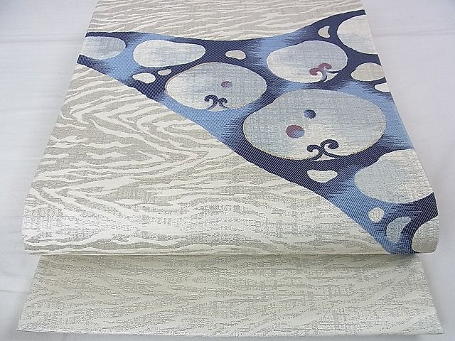 平和屋本店◆極上 藍造り国選定無形文化財 佐藤阿波藍製造所十九代目藍師・佐藤昭人 六通太鼓柄袋帯 藍悠久 名物裂 金糸 逸品　DZAA0683kh4