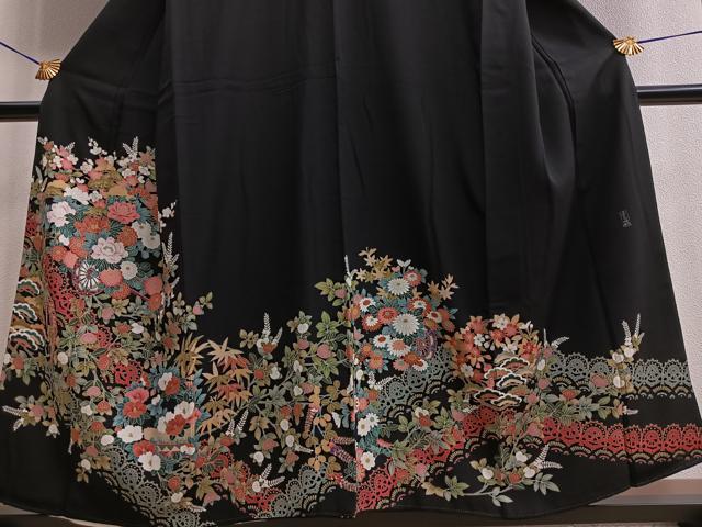 平和屋着物■豪華黒留袖　作家物　花車文　正絹　逸品　BAAN5013ev