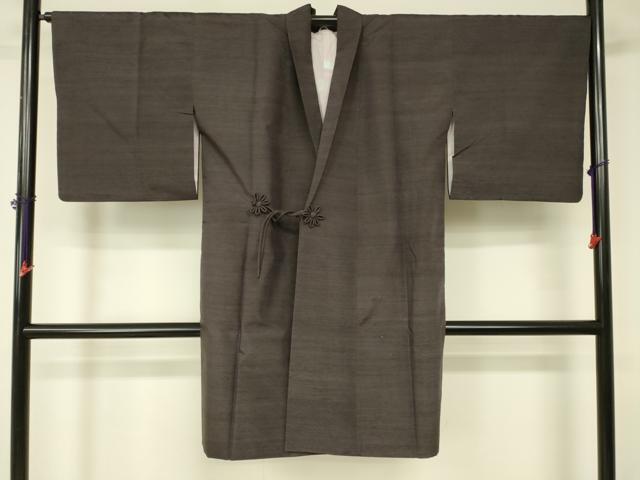 平和屋着物■道中着　紬地　赤墨色　ロング丈　正絹　逸品　DAAL9193cm