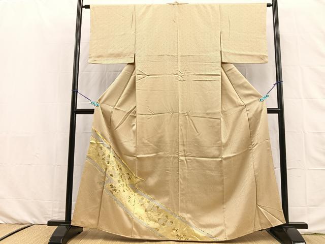 平和屋着物■豪華色留袖　駒刺繍　松皮菱菊花文　金彩　正絹　逸品　BAAM8628sa
