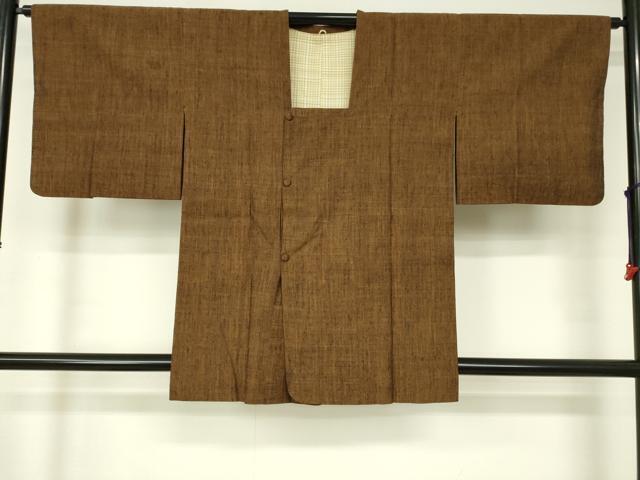 平和屋着物■道行コート　紬地　霞文　正絹　逸品　DAAL9158cm