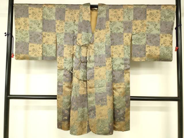 平和屋着物■道中着　草花文　ロング丈　正絹　逸品　未使用　DAAL9162cm