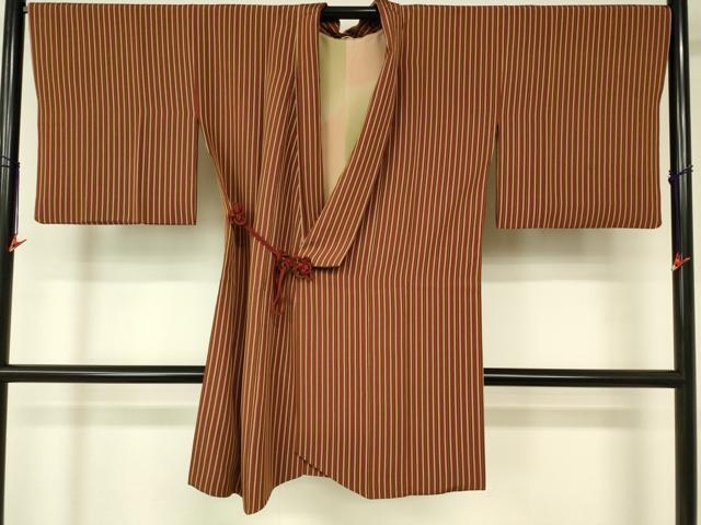 平和屋着物■道中着　間道　ロング丈　正絹　逸品　DAAL9164cm