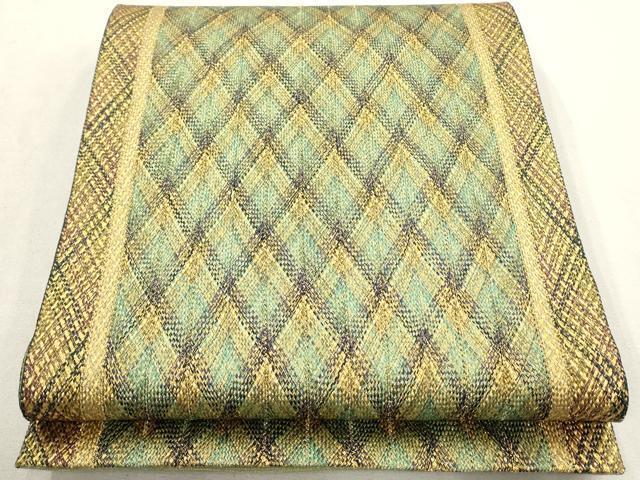 平和屋着物●全通柄袋帯　唐組　菱文　金糸　正絹　逸品　AAAN4087az
