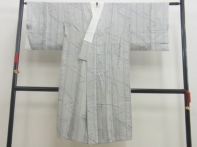 平和屋本店□上質な長襦袢　無双仕立て　鹿の子文様　流水舞花文　逸品　n-zb0232