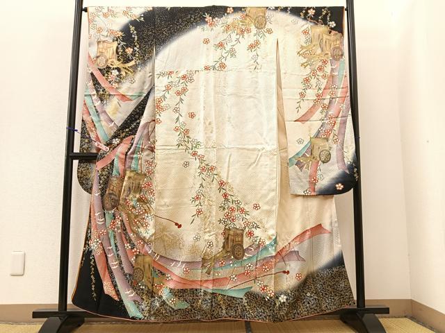 平和屋着物■豪華振袖　御所車花文　暈し染め　金彩　やまと誂製　十二単風　正絹　逸品　BAAN8811wb