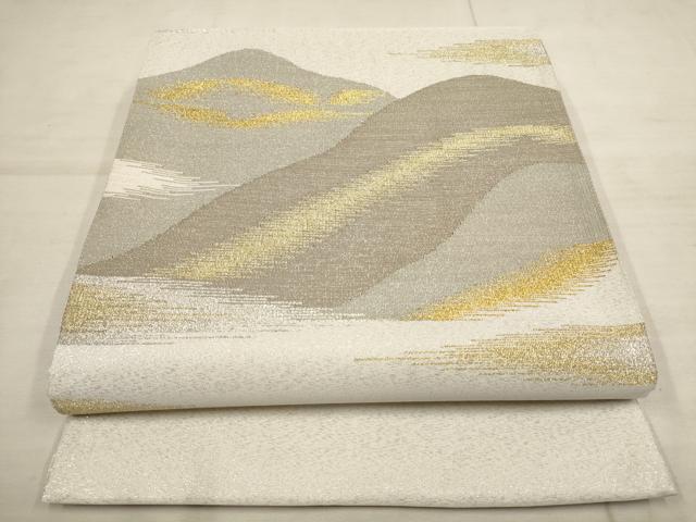 平和屋着物●爪搔き本綴れ　太鼓柄袋帯　遠山霞文　金銀糸　正絹　逸品　AAAO9155wj