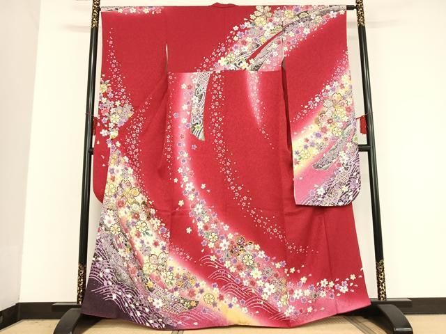 平和屋着物●豪華振袖　舞桜　暈し染め　金彩　金通し地　正絹　逸品　AAAM8219zg