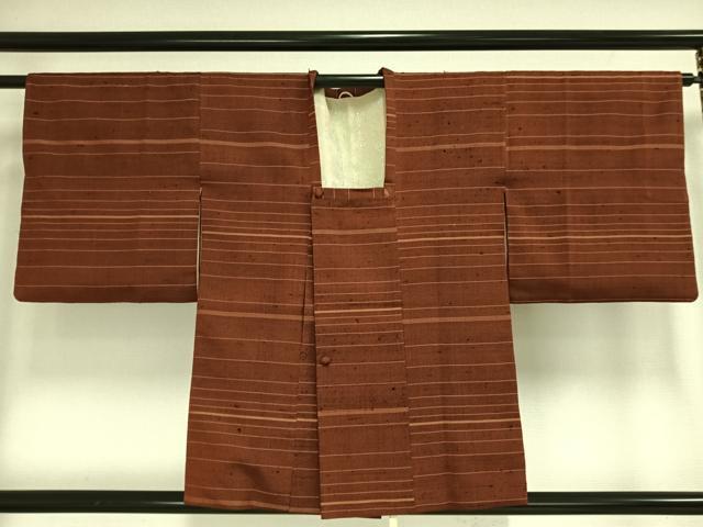 平和屋着物●希少　ざざんざ織　伊兵衛織　道行コート　縞　正絹　逸品　AAAO9349np