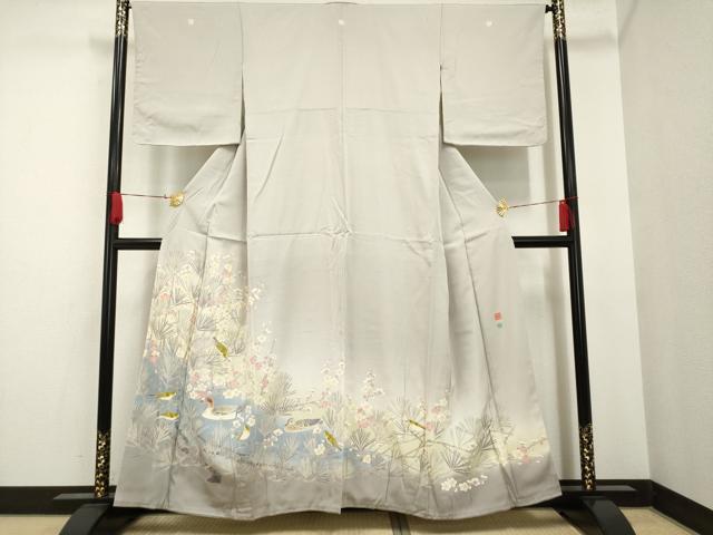 平和屋着物●京加賀友禅　百貫石峰　色留袖　花鳥文　暈し染め　正絹　逸品　未使用　AAAO1275ck