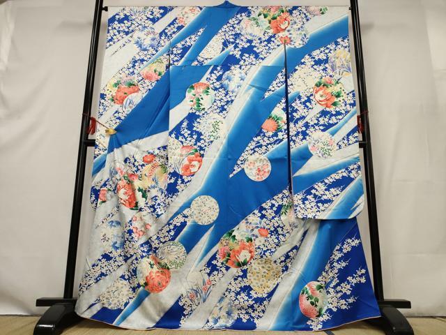 平和屋着物■豪華振袖　草花丸文　刺繍　金彩　正絹　逸品　AAAO0817jd