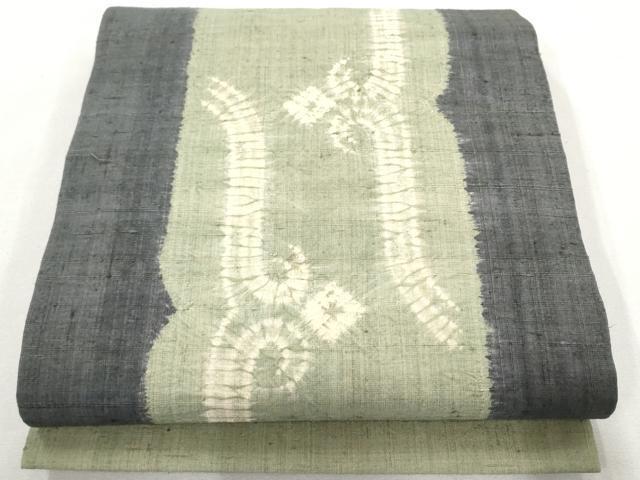 平和屋着物●九寸開き名古屋帯　絞り　生紬　間道　逸品　AAAO4782az