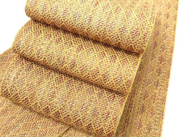 平和屋着物■男性　本場筑前博多織　角帯　菱文　証紙付き　正絹　逸品　DAAK7816xg