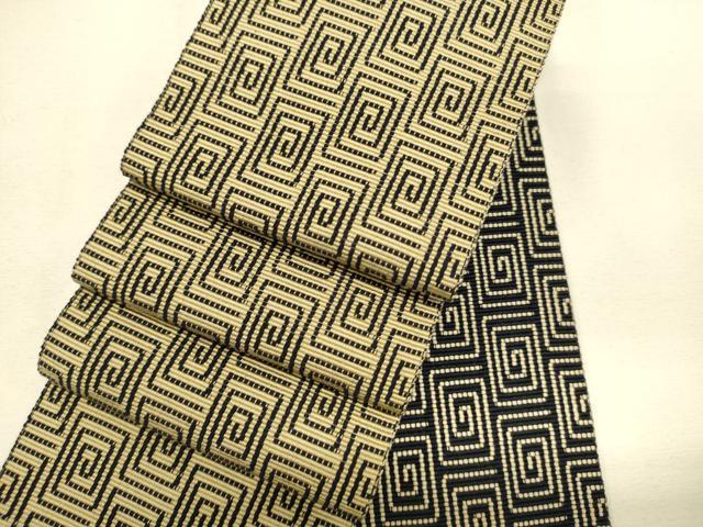 平和屋着物■男性　本場筑前博多織　両面　角帯　幾何学文様　正絹　逸品　DAAL3326qp