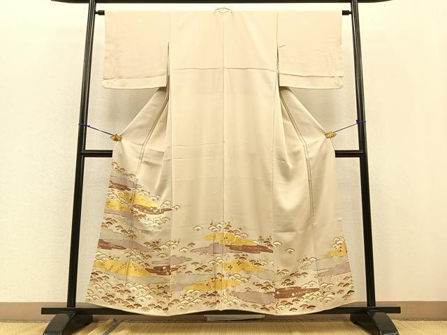平和屋着物■豪華色留袖　駒刺繍　エ霞松竹梅　金彩　正絹　逸品　BAAN8342by
