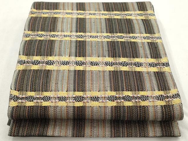 平和屋着物●太鼓柄袋帯　縞　正絹　逸品　AAAN4102az