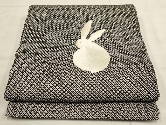 平和屋着物●工芸キモノ野口　九寸開き名古屋帯　刺繍　兎　正絹　逸品　AAAO4323wj