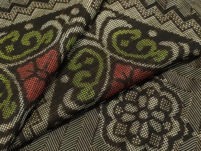平和屋着物●希少　本場大島紬　龍郷絣　抽象文様　正絹　逸品　DAAM1066ud